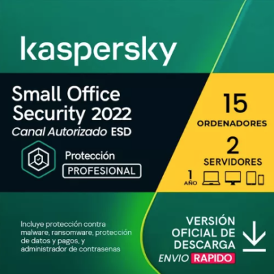 Kaspersky Small Office Security 15 dispositivos 2 Server 1 año