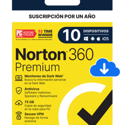 NORTON 360 PREMIUM 10 DISPOSITIVOS 1 AÑO