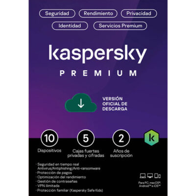 Kaspersky Premium 10 Dispositivos 5 Cuentas KPM 1 año