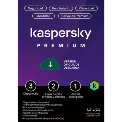 Kaspersky Premium 3 Dispositivos 2 Cuentas KPM 1 año